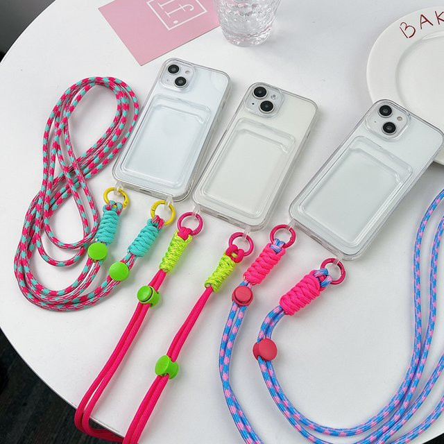 TAOYUNXI Crossbody-Lanyard-Handyhülle mit Kartenfach für iPhone 11 bis 17 Pro Max, transparent - Bild 1
