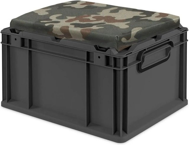 PROREGAL Eurobox Nextgen Seat Box Camouflage Sitzbox in Schwarz und Grün, H x B x T: 26,5 x 30 x 40 cm - Bild 1