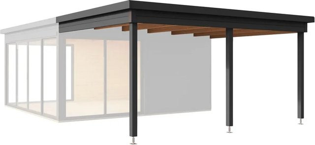 Lasita Maja Blockbohlenhaus Domeo mit Flachdach in Carbongrau B/H/T: 300 x 239,4 x 418 cm - Bild 1