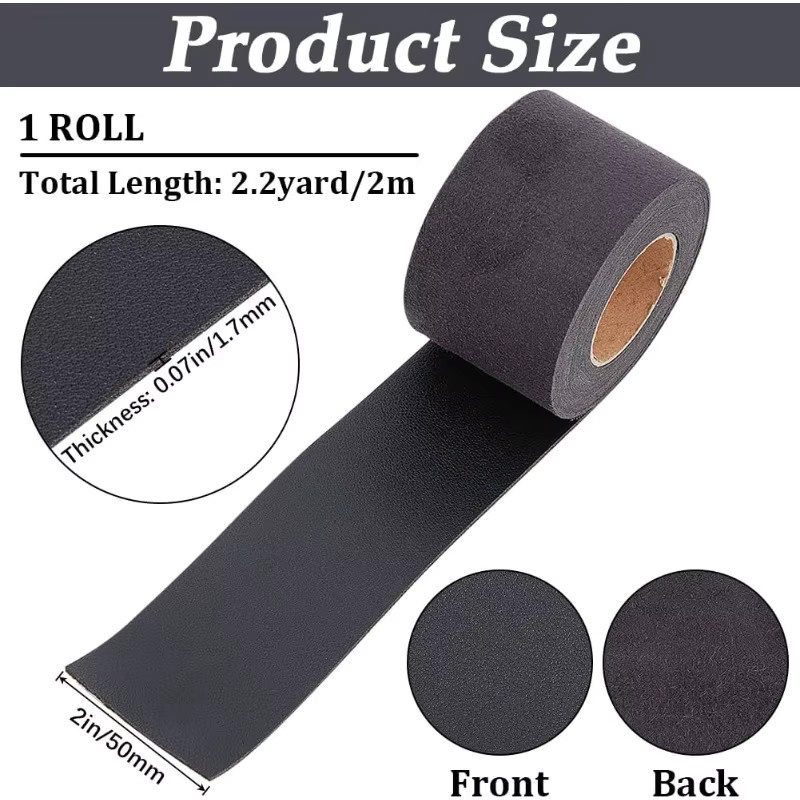 Lederband, schwarzes Kunstleder, 50 mm, 2 m - Bild 2