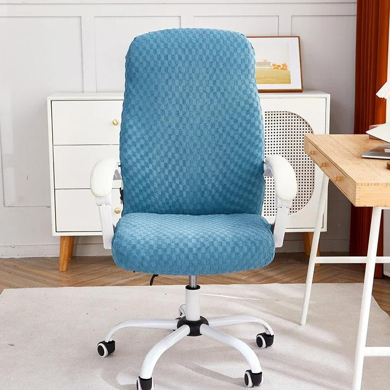 Bestbags Stretch Bürostuhlbezug mit Karomuster in Blau, elastische und wasserabweisende Stuhlhülle mit Reißverschluss - Bild 1