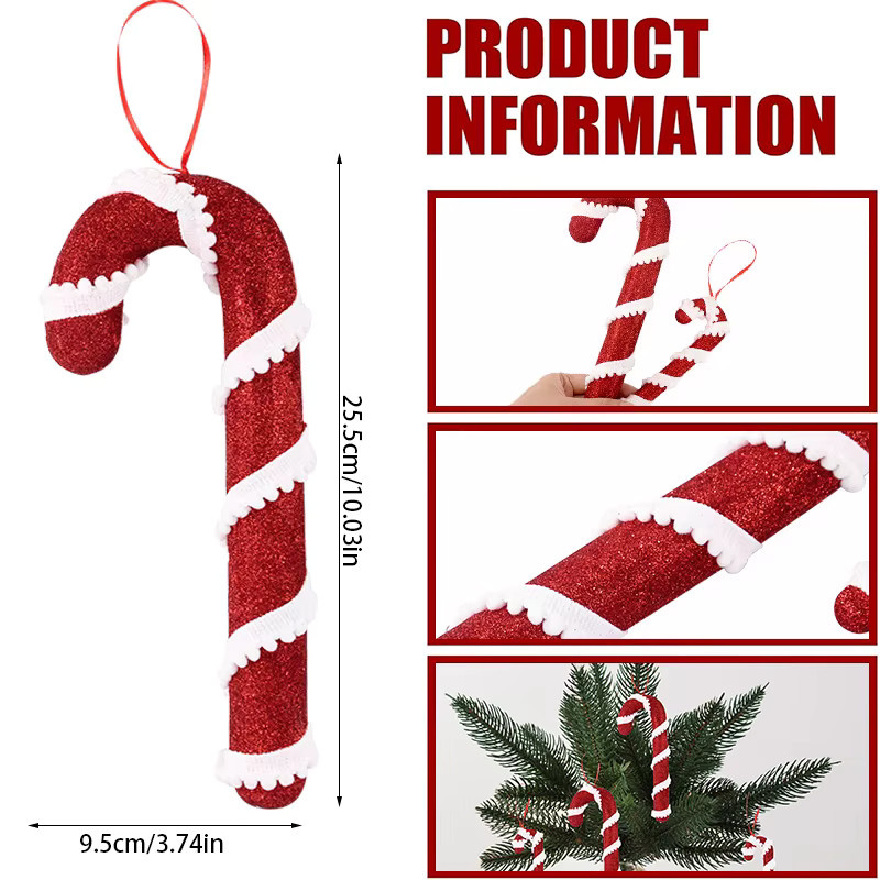 ZQNYCY Zuckerstange Weihnachtsbaum Anhänger in Rot und Weiß für deine Weihnachts- und Silvesterdekoration - Bild 6
