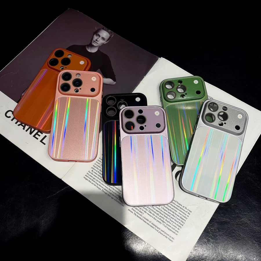 RPKKS Aurora Laser CD Textur Handyhülle für iPhone 17 16 15 14 13 Pro Max mit großem Fenster und Linsenschutz in Grün - Bild 1