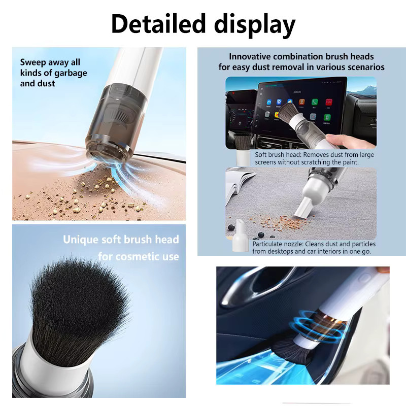 XMSJ 3-in-1 Mini Handstaubsauger in Weiß mit Saug-, Gebläse- und Wasserabsorptionsfunktion für Auto und Schreibtisch - Bild 3