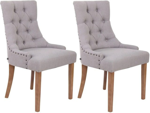 2er Set DELUKE Esszimmerstühle HILON aus Stoff in Grau, B/T/H: 55 x 58 x 92 cm - Bild 1