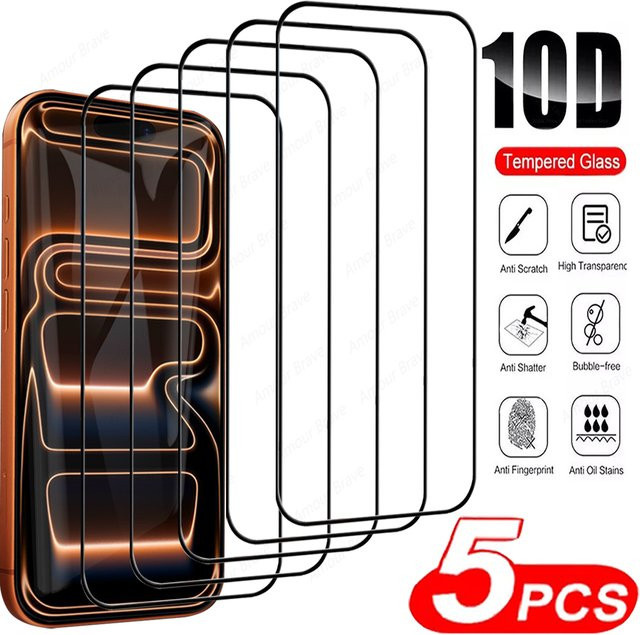 Amour Brave 5er-Pack Displayschutz aus gehärtetem Glas für iPhone 17 16 15 14 13 12 11 Pro Max XS Max XR Plus Air transparent - Bild 1