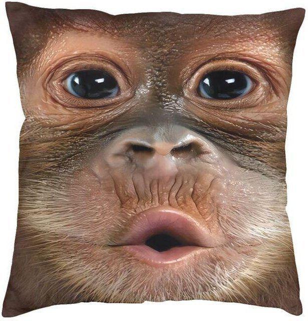 Lu Xika Chen Quadratische Kissenhülle Baby Gorilla mit 3D-Print, Peach Skin Material, Mehrfarbig, B/B/B: 18 x 18 x 18 cm - Bild 1