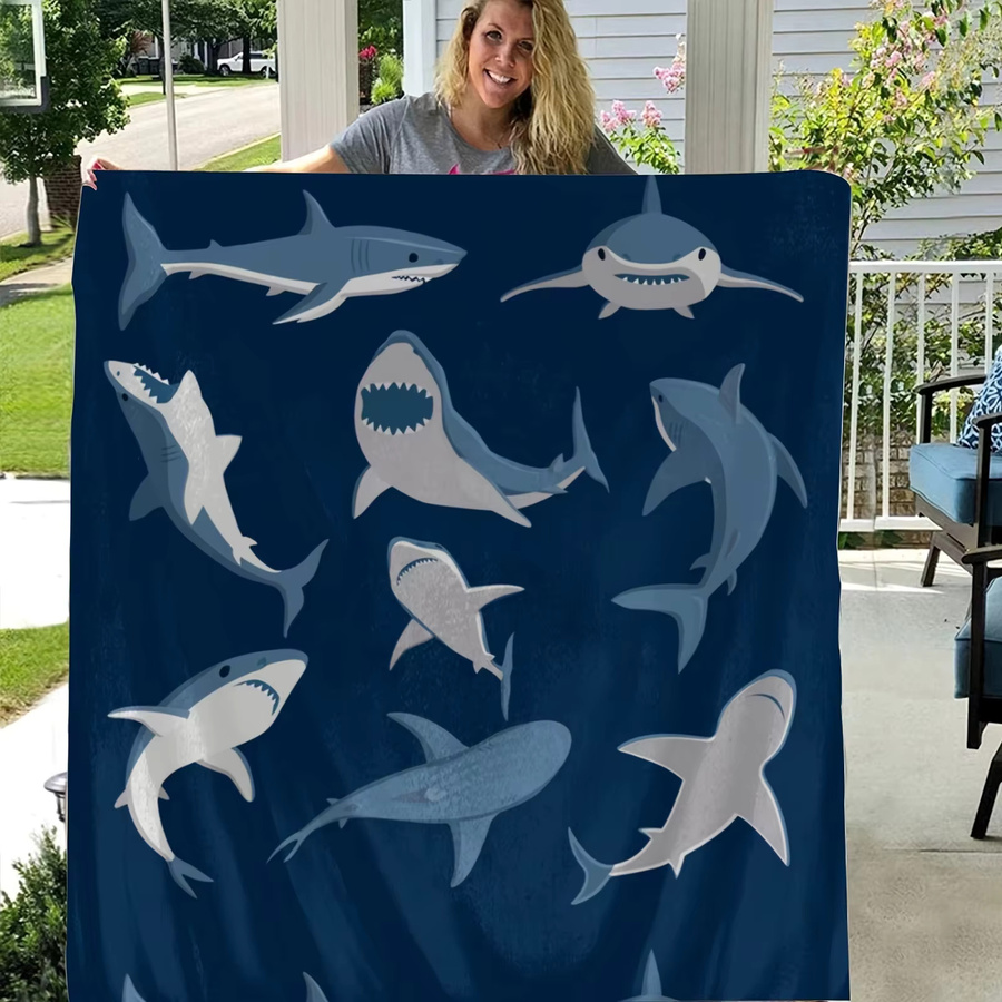 Shark Soft Flanell Decke in Blau für Unisex - Bild 2