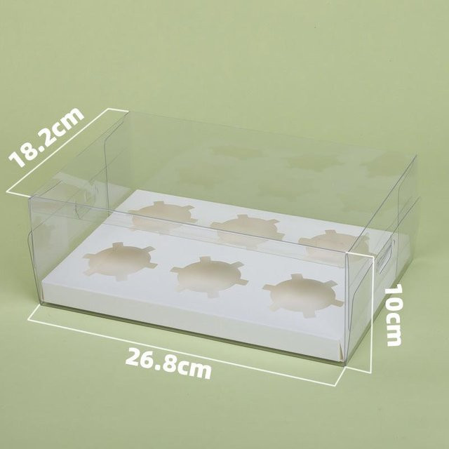 WTEMPO Set aus 5 transparenten Cupcake-Boxen in Beige zur Dessertpräsentation für 6 oder 12 Cupcakes - Bild 1