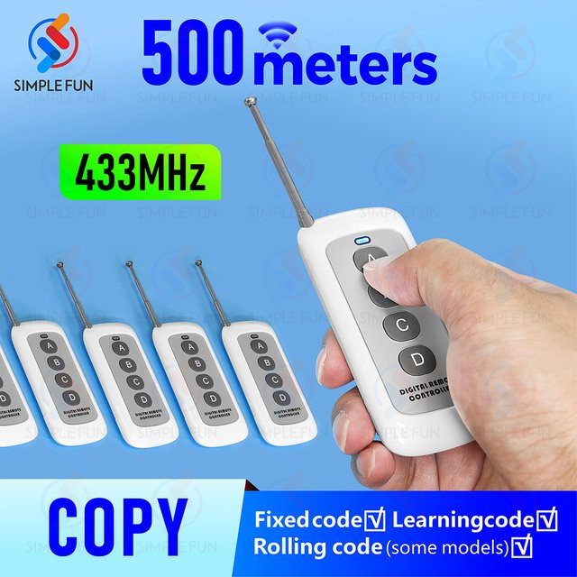SLMPLEFUN Fernbedienung Duplikator 433 MHz mit 500 m Reichweite für Garagentor-Klonfunktion, Sender in Weiß, kompatibel mit CAME, Nice, CASIT und BENINCA - Bild 1