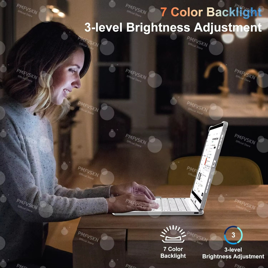 Magische Tastaturhülle für iPad Air 11 13 M2 M3 2025, iPad Pro 11 12.9 13 10. Generation und iPad 7/8/9 10.2 in Gold - Bild 4