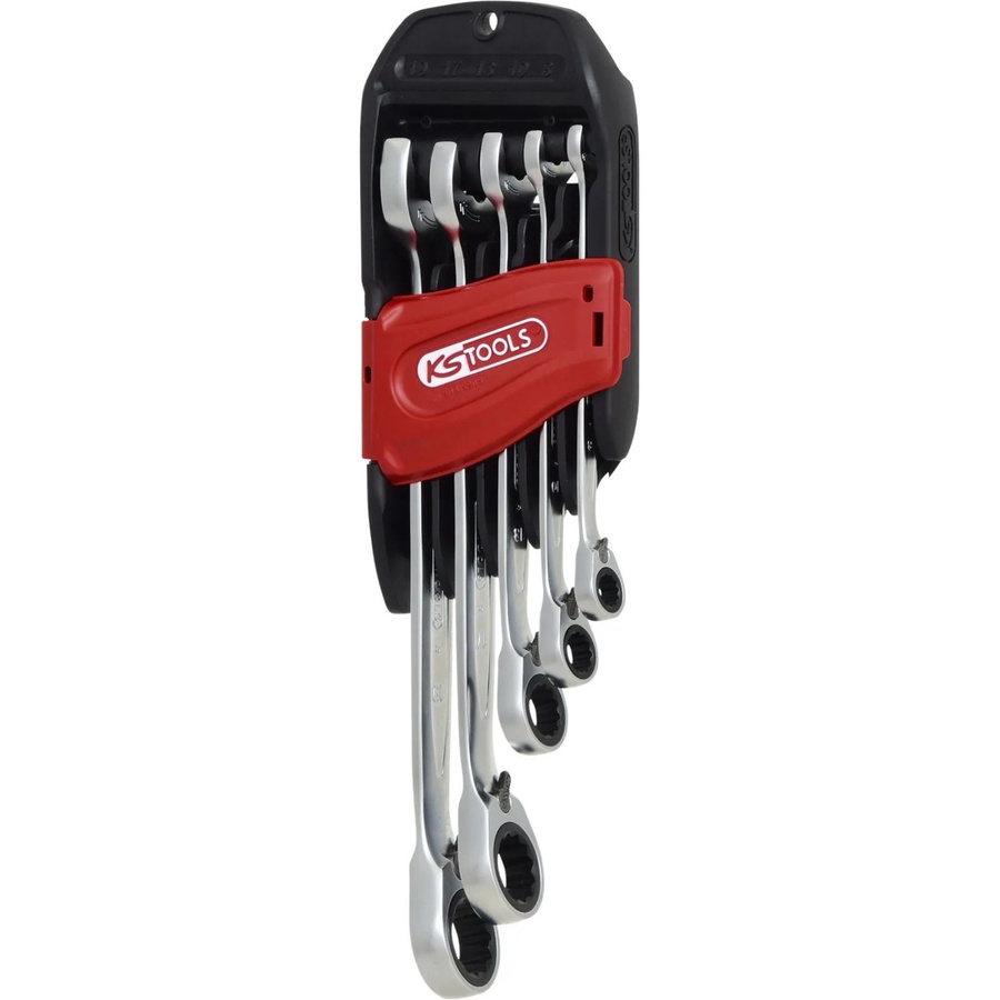KS Tools DUO GEAR Ringmaulschlüssel-Satz mit Ratschenfunktion, 5-teilig, Chrom-Vanadium-Stahl, Silber - Bild 2