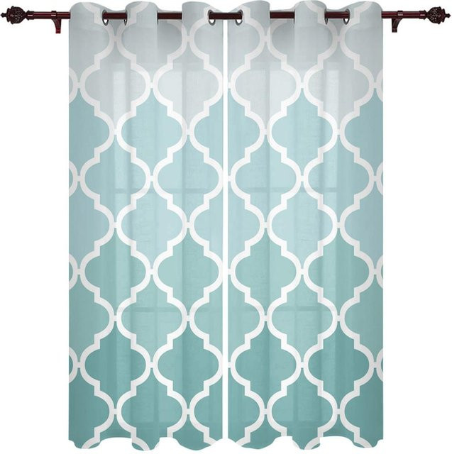 Yiran Furniture Fenstervorhänge mit Farbverlauf in Rosa und Grau, moderne halbtransparente Volantvorhänge aus Polyester mit Ösen, Breite: 100 cm, Höhe: 130 cm - Bild 1