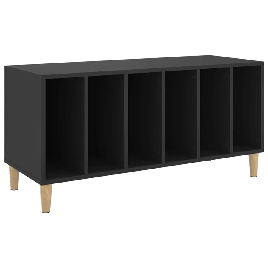 vidaXL Plattenschrank Schwarz aus Holzwerkstoff und Eukalyptus, B/T/H: 100 x 38 x 48 cm - Bild 2