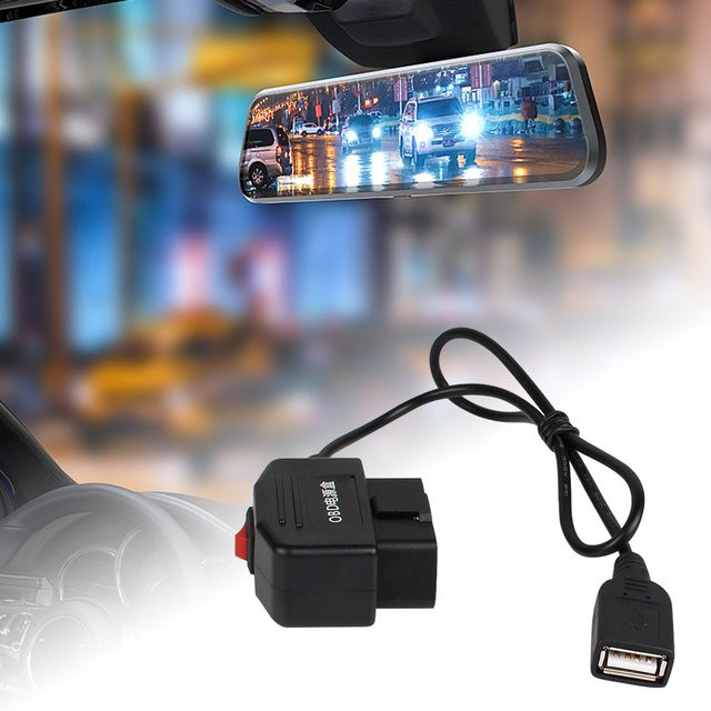 OBD Hardwire Set USB-C Kabel mit USB-Buchse für 24-Stunden-Parkmodus, 20 cm, Schwarz - Bild 1