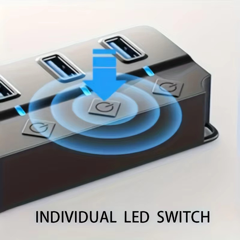 USB 3.0 High-Speed 7-Port-Splitter Computer-Erweiterungs-Hub mit Anti-Burnout-Schutz in Schwarz - Bild 6
