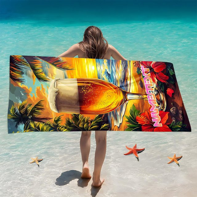 Personalisierbares Strandtuch mit eigenem Namen und Foto von JMG Household Supplies, weiches Mikrofaser Badetuch in Multicolour, Breite: 80 cm, Tiefe: 160 cm - Bild 1