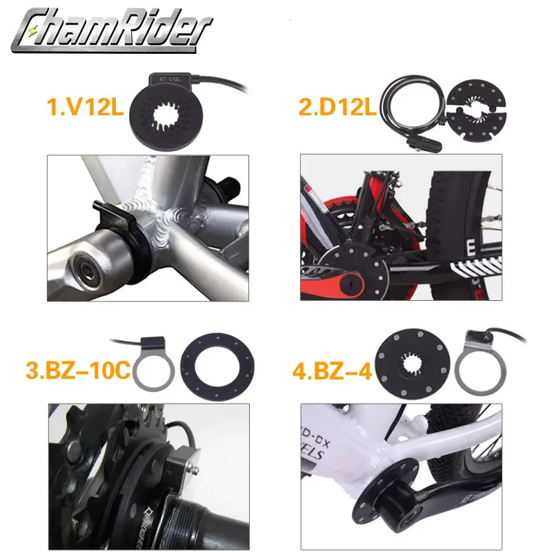 ChamRider KT PAS Pedal Assist Sensor V12L D12L BZ-4(8) BZ-10C mit Julet wasserdichtem Stecker, Dual Hall Sensoren und 12 Signalen, Schwarz - Bild 4