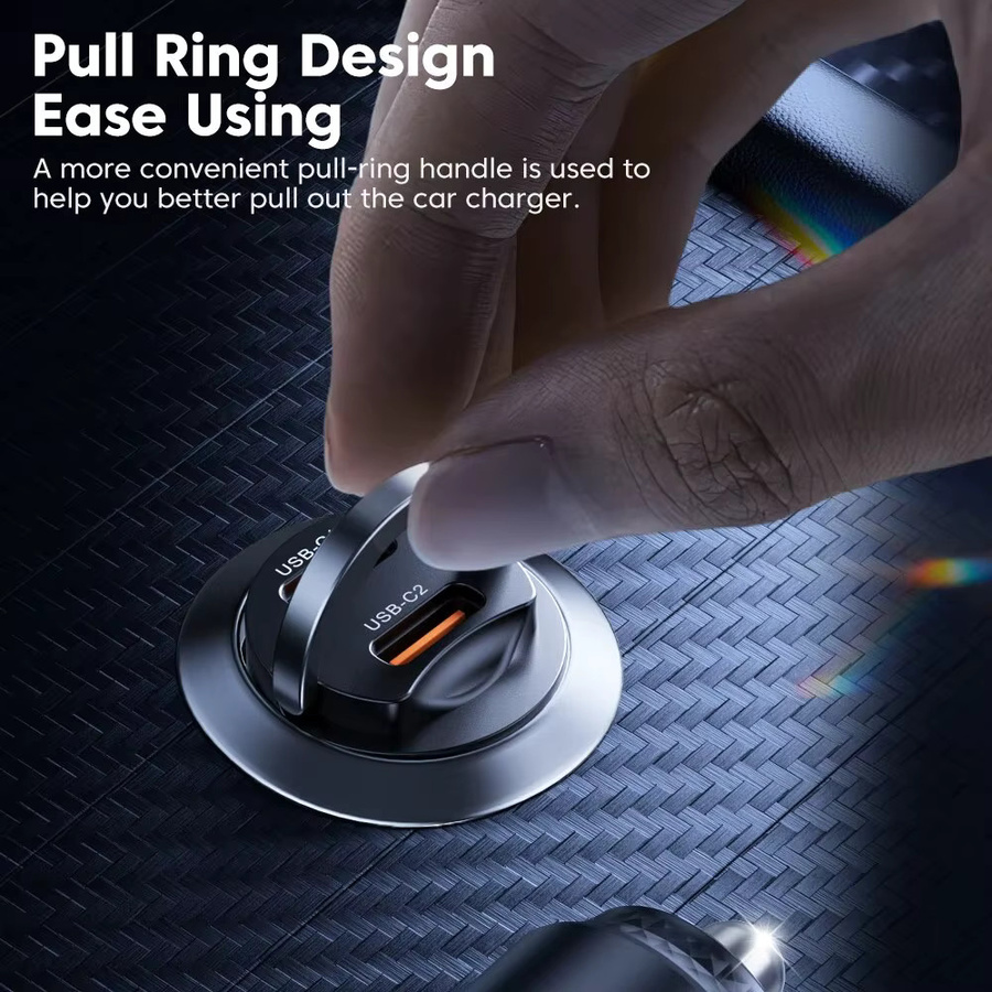 Toocki Mini PD 45 W Auto Ladegerät mit Pull Ring, USB-C Schnellladegerät Adapter in Schwarz für iPhone, Xiaomi, Samsung und Huawei - Bild 3