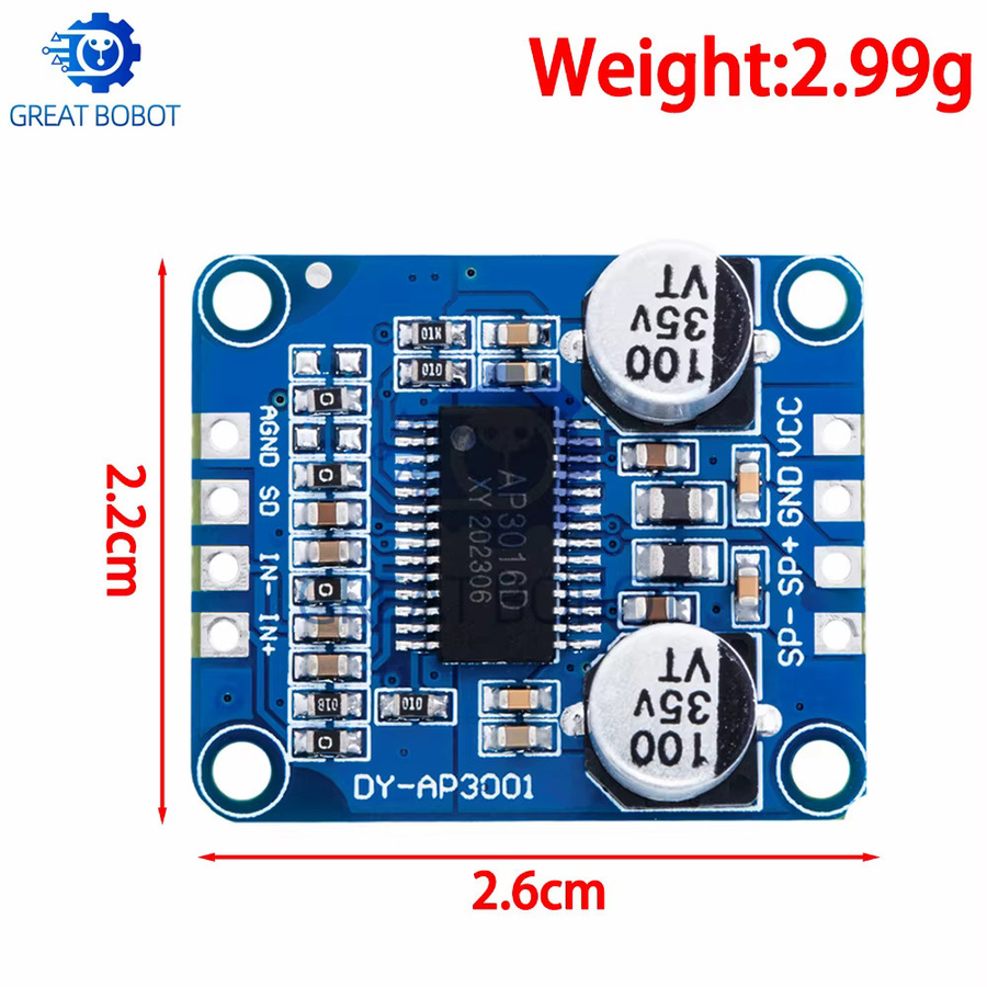Baishundianzi BS Hochleistungs-Digitalverstärkermodul Mono Klasse D Audio-Leistungsverstärkerplatine in Blau für Lautsprecher DC 8V-24V 4-8 Ohm 30W-300W - Bild 2