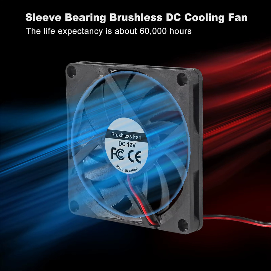 AOKIN DC-Kühlventilator 8010 12V Bürstenloser Lüfter mit 2-Pin Anschluss, Schwarz, B/T/H: 80 x 80 x 10 mm - Bild 3