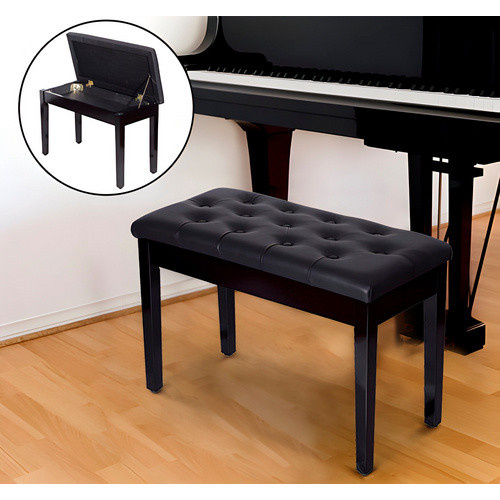 HOMCOM Klavierhocker aus Gummibaumholz in Schwarz, B: 76 cm, H: 50 cm, T: 36 cm - Bild 4