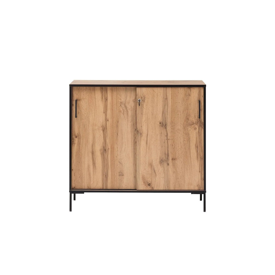 PROREGAL Schiebetürenschrank Panda in Eiche mit 2 Schiebetüren und verstellbaren Regalböden, H: 96 cm, B: 100 cm, T: 41 cm - Bild 2