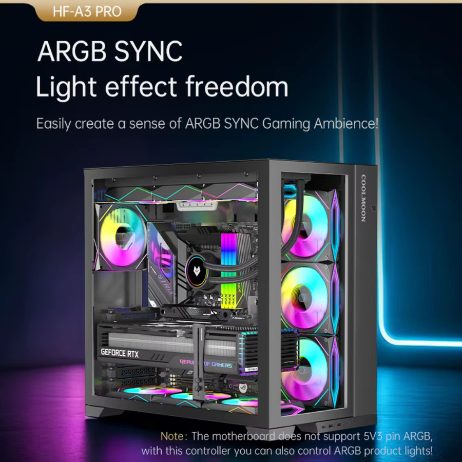 YSRSAI ARGB 5V 3PIN zu SATA Interface Verlängerungskabel mit magnetischem Controller und kabelloser Fernbedienung für PC-Gehäuse, Schwarz - Bild 2