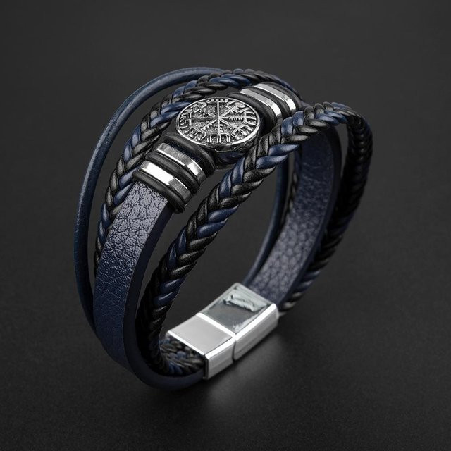 the BAY Armband, Leder, Kompass, blau, Herren - Bild 1