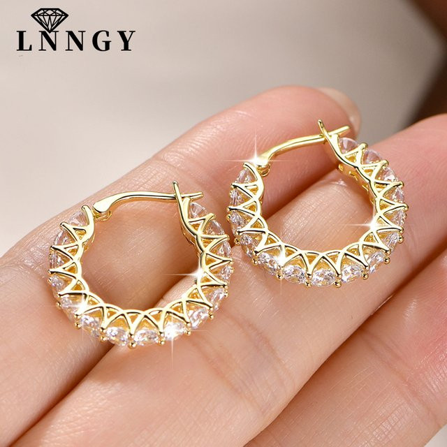 Lnngy Huggies Ohrringe, 14K Gold Filled, Zirkonia, Damen - Bild 1