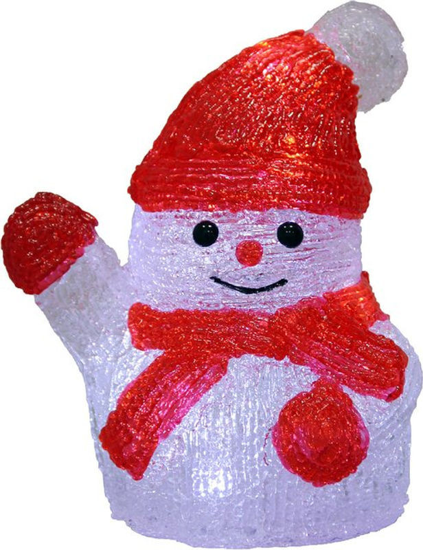 Deuba LED Acryl Figur Schneemann Weihnachtsdekoration in Rot und Weiß - Bild 1