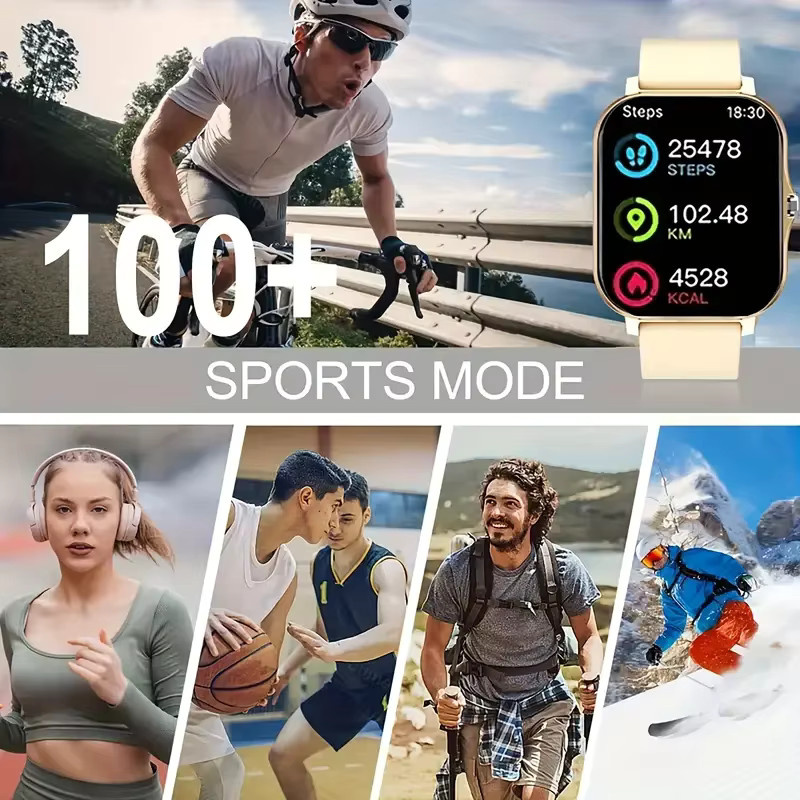 LAXASFIT Smartwatch mit 1,83 Zoll HD-Display in Gold für Männer und Frauen mit Anrufannahme, Nachrichtenvorschau, Sportmodi und Wettervorhersage - Bild 4