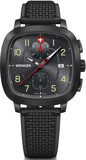 Wenger Chronograph, Quarz, Edelstahl, 40 mm, Silikon, Grau, Herren - Bild 1