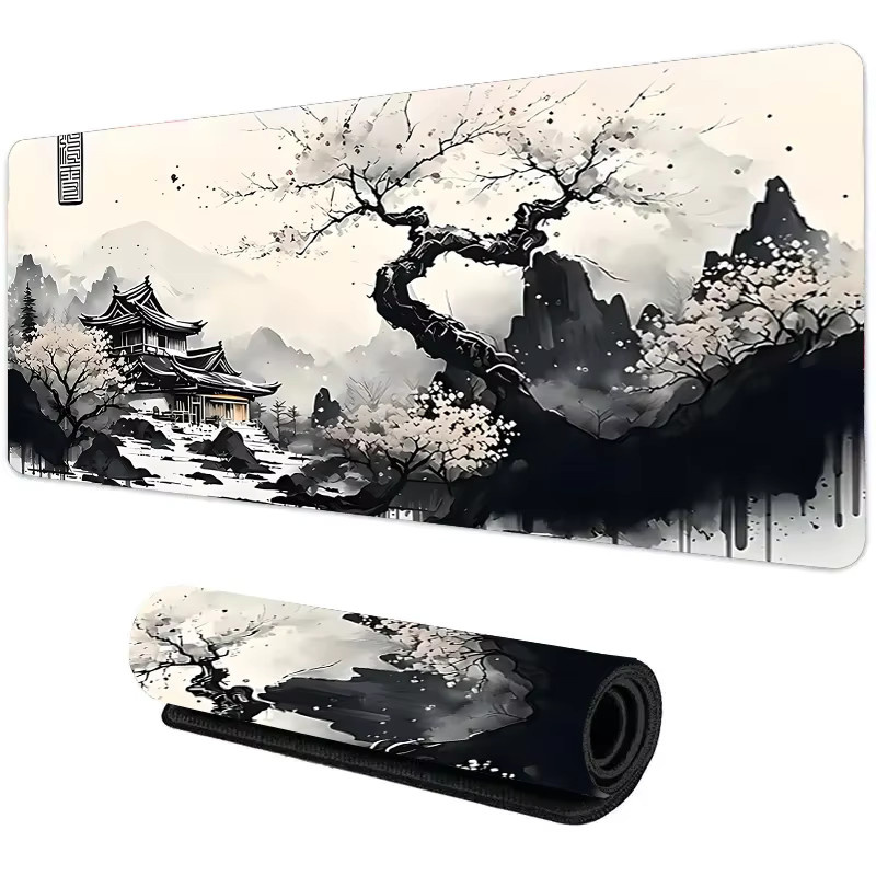 Mauspad Sakura Landschaft XXL Schreibtischunterlage für Gamer und Büro, B/T: 100 x 50 cm, Dicke: 0,3 cm, Multicolour - Bild 2