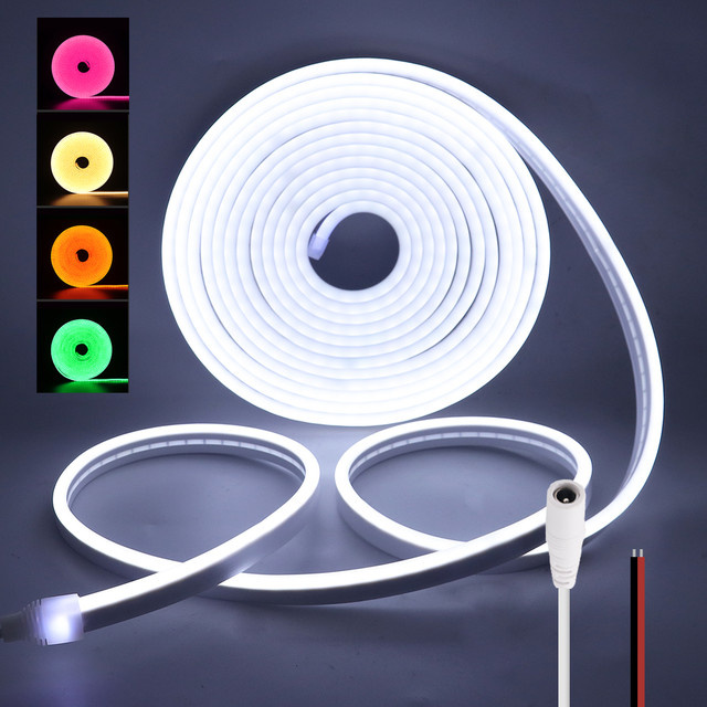 GAHADA Neon Flex LED-Streifen Warmweiß, 12 V, 120 LEDs/m, IP67 wasserdicht, Silikon, weiß - Bild 1