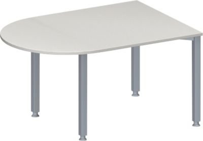 Schäfer Shop Genius Konferenztisch MODENA FLEX Halbkreis in Lichtgrau und Weißaluminium, höhenverstellbar, B: 140 cm, T: 100 cm, H: 72-84 cm - Bild 1