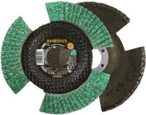 RHODIUS TOPline VISION COOL Fächerschleifscheibe für Metall, Durchmesser: 115 mm, Körnung: K40, Farbe: Grün - Bild 1