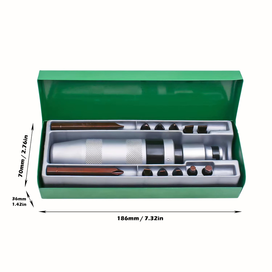 13-teiliges Schlagschraubendreher-Set mit Sechskantkopf und Metallgriff in Silber inklusive Bit-Set und Meißelbits - Bild 5