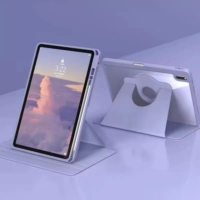 360 Grad drehbare Tablet Hülle für Samsung Galaxy Tab S10 S9 Ultra S8 S7 FE A9 Plus A8 A7 S6 Lite mit Stifthalter in Violett - Bild 1