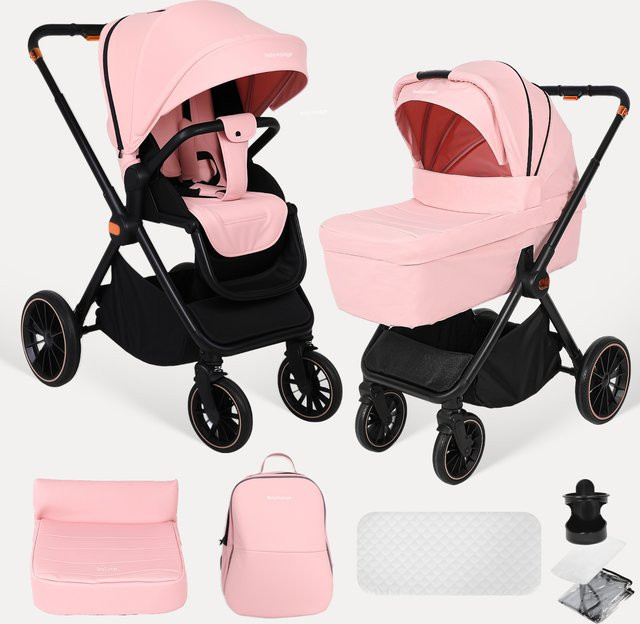 BabyVoyage 2-in-1 Faltbares Reisesystem Kinderwagen mit Aluminiumrahmen in Pink - Bild 1
