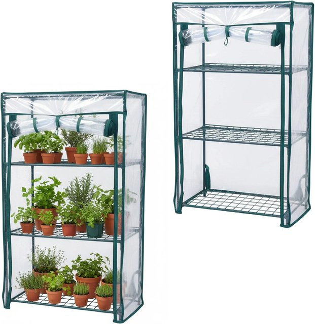 Relaxdays Balkongewächshaus 2er Pack aus Stahl und PVC in Grün, B/T/H: 80 x 46 x 24 cm - Bild 1