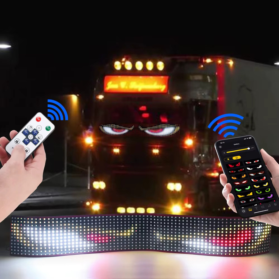 KALADA LKW LED-Ambientebeleuchtung Teufelsauge RGBIC LED-Matrix-Pixel-Panel mit programmierbarer Laufschrift und dynamischer Animation in Schwarz - Bild 3