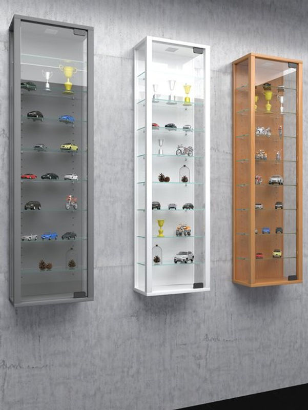 VCM Vitrine Stano Maxi in Weiss mit Glastüren und 8 Einlegeböden, B/H: 33 x 113 cm - Bild 3
