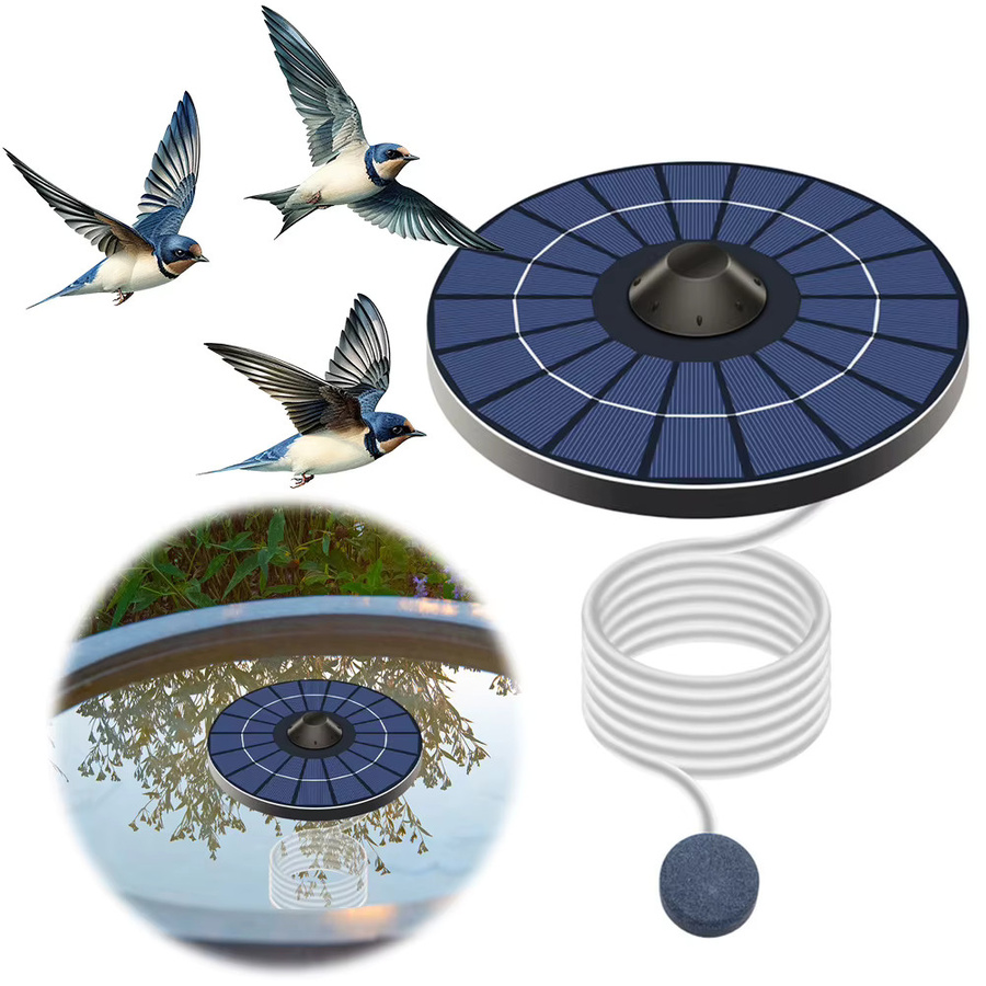APWIKOGER Solarbetriebener schwimmender Teichbelüfter mit Luftschlauch und Blasenstein sowie automatischer Abschaltung für die Vogeltränke - Bild 2