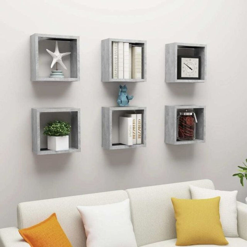 Vidaxl Würfelregale Set 6 Stück Modern Grau B/T/H: 30 x 15 x 30 cm - Bild 1