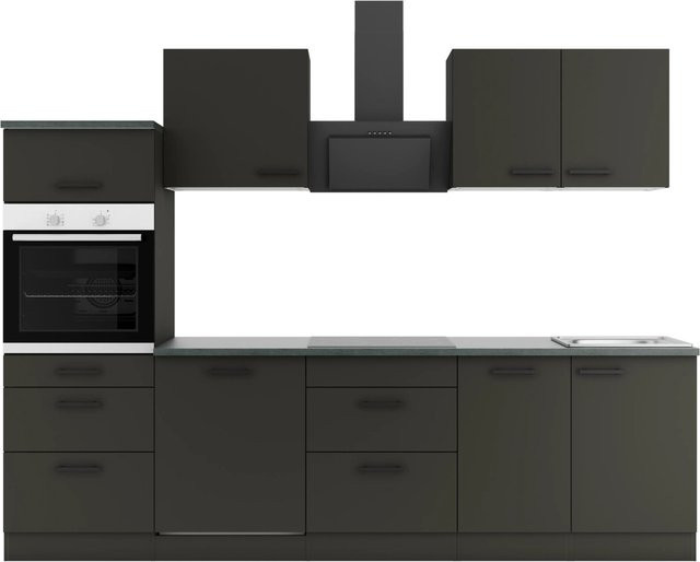 OPTIFIT Madrid420 Küchenzeile in Anthrazit matt mit Breite: 270 cm - Bild 1