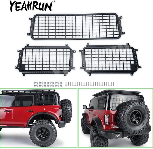 YEAHRUN Metallfenster-Schutznetz für TRX-4 TRX4 Bronco, 3-teiliges Set, Zubehör - Bild 1
