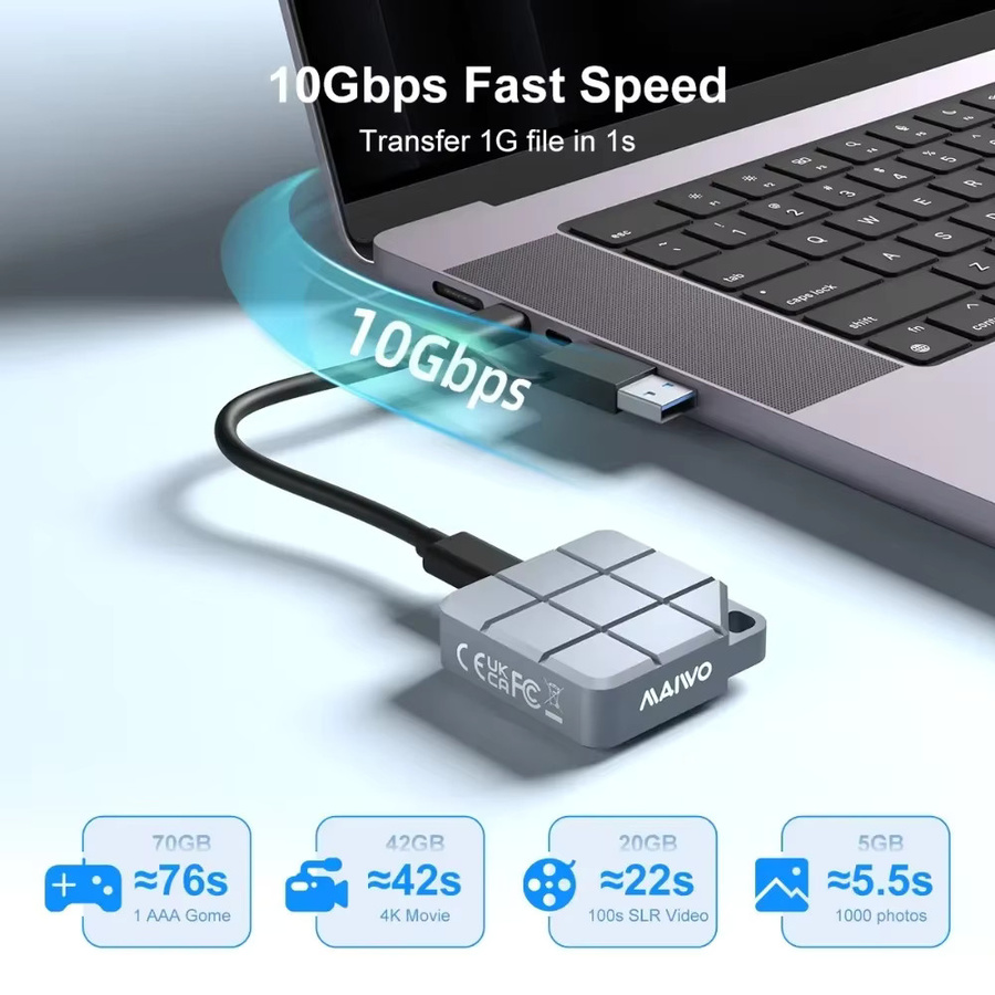 Maiwo M.2 NVMe und SATA SSD Gehäuse mit USB-C Gen2 Anschluss, Farbe: Silber - Bild 2