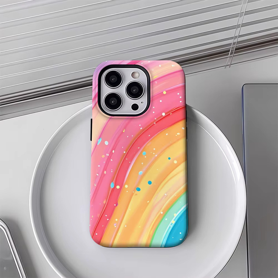 Rainbow Dots Handyhülle für iPhone 17 16 15 14 13 12 Pro Max Plus mit doppelschichtiger Rückseite in Multicolour - Bild 3