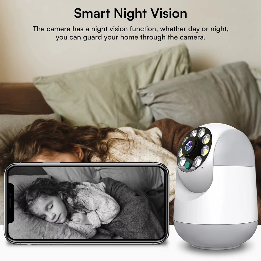 Woolink 3MP WLAN Smart Home IP-Kamera mit 2,4GHz, PTZ 360° Schwenkfunktion, PIR-Bewegungserkennung und Nachtsicht in Weiß - Bild 4